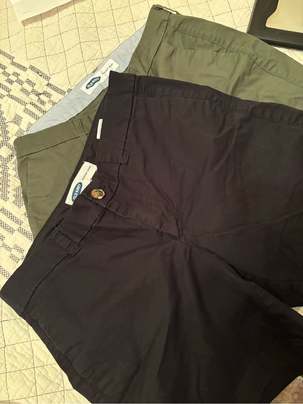 2 pair Old Navy everyday shorts  in Black and Olive Green 4